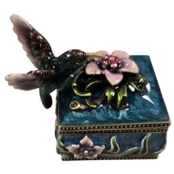 Cherished treasures, jeweled collection, hummingbird trinket box - Picture 3 of 12